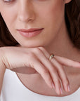 14k Solid Gold Croissant Ring, Chunky Dome Ring