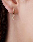 Natural Diamonds Crescent Moon Huggie Hoops (SINGLE or PAIR)