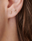 Diamond Initials Stud Earrings in 14k Gold (SINGLE or PAIR) - Melt'm Jewelry