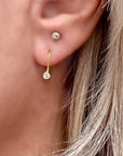 14k Solid Gold Tiny Diamond Stud Earrings (SINGLE OR PAIR)