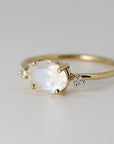 Diamond & Moonstone Engagement Ring