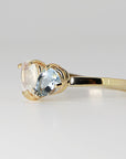 Toi et Moi Ring 14k Gold, Moonstone & Aquamarine Engagement Ring, You and Me Ring