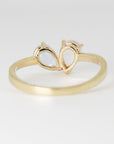 Toi et Moi Ring 14k Gold, Moonstone & Aquamarine Engagement Ring, You and Me Ring