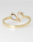 Toi et Moi Ring 14k Gold, Moonstone & Aquamarine Engagement Ring, You and Me Ring