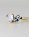 Toi et Moi Ring 14k Gold, Moonstone & Aquamarine Engagement Ring, You and Me Ring - Melt'm Jewelry