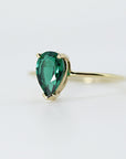 14k Gold Pear Cut Emerald Ring