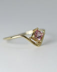 Princess Tourmaline Ring, V Ring w Gemstone Pink Tourmaline Ring 14k Gold