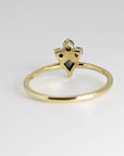 Rose Cut Kite Shape Salt and Pepper Diamond Ring in 14k Yellow Gold