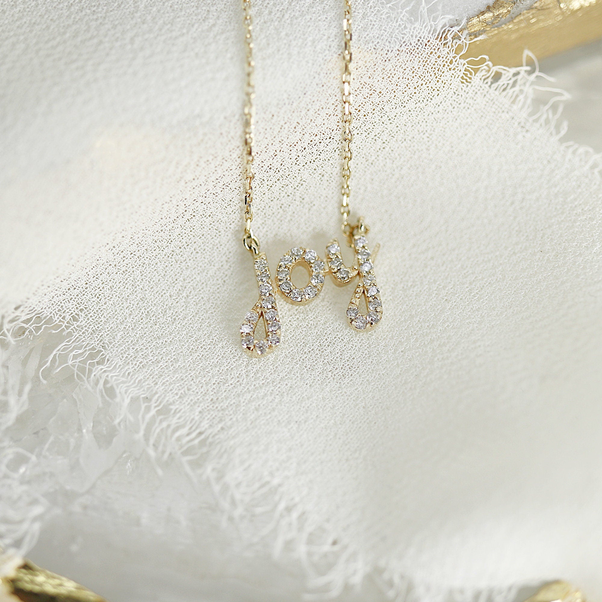 14k Solid Gold Diamond Joy Necklace