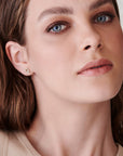 Initial Diamond Stud Earrings 14k Gold - Single or Pair