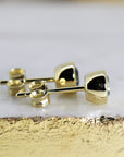 Round Aquamarine Bezel Earrings 14k Gold, Natural Aquamarine March Birthstone Studs - Melt'm Jewelry
