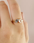Toi et Moi Ring 14k Gold, Moonstone & Aquamarine Engagement Ring, You and Me Ring - Melt'm Jewelry