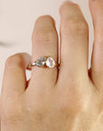Toi et Moi Ring 14k Gold, Moonstone & Aquamarine Engagement Ring, You and Me Ring