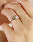 Toi et Moi Ring 14k Gold, Moonstone & Aquamarine Engagement Ring, You and Me Ring