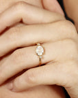 Diamond & Moonstone Engagement Ring