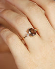 14k Gold Diamond and Oval Smokey Quartz Ring