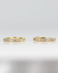 14k Solid Gold Diamond Huggie Hoops