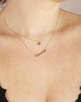Tiny 14k Solid Gold Dainty Initial Necklace - Hand Stamped