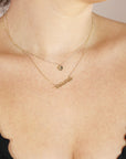 Tiny 14k Solid Gold Dainty Initial Necklace - Hand Stamped