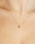 Tiny 14k Solid Gold Dainty Initial Necklace - Hand Stamped