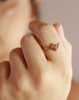 Princess Cut Pink Tourmaline Ring V Band in 14k Gold