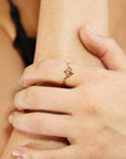 Princess Tourmaline Ring, V Ring w Gemstone Pink Tourmaline Ring 14k Gold