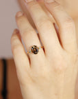 14k Gold Diamond and Oval Smokey Quartz Ring