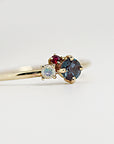 Dainty Cluster Gemstone Promise Ring with Alexandrite, Opal, Ruby
