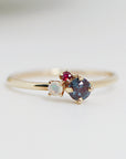 Dainty Cluster Ring, Gemstone Promise Ring with Alexandrite, Opal, Ruby