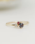 Dainty Cluster Gemstone Promise Ring with Alexandrite, Opal, Ruby