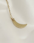 14k Solid Gold Crescent Moon Necklace