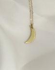 14k Solid Gold Crescent Moon Necklace