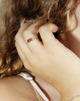 Pink Baguette Tourmaline & Diamond Ring, Art Deco Minimalist Ring