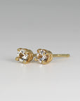 14k Gold White Sapphire Earrings, Minimalist Earrings, White Sapphire Bridal Earrings