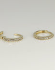 14k Solid Gold Diamond Huggie Hoops