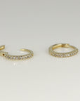 14k Solid Gold Diamond Huggie Hoops (SINGLE or PAIR)