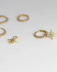 14k Solid Gold Diamond Huggie Hoops
