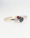 Dainty Cluster Gemstone Promise Ring with Alexandrite, Opal, Ruby