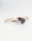 Dainty Cluster Gemstone Promise Ring with Alexandrite, Opal, Ruby