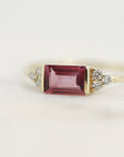 Baguette Pink Tourmaline & Diamond Art Deco Ring
