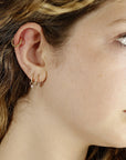 14k Solid Gold Diamond Huggie Hoops (SINGLE or PAIR)