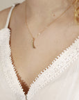 14k Solid Gold Crescent Moon Necklace