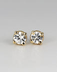 14k Gold White Sapphire Earrings, Minimalist Earrings, White Sapphire Bridal Earrings