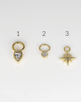14k Gold Charm, Gold Earring Charm, Gold Huggie Charm, Add On Hoop Charm