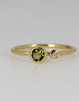 Diamond & Green Tourmaline Ring 14k Gold
