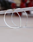 Big Size Silver Petal Hoop Earrings, Lotus Petal Earrings