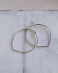 Big Size Silver Petal Hoop Earrings, Lotus Petal Earrings