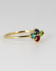 Four Stones Cluster Ring, Peridot Cluster Ring, Multi Gemstone Ring