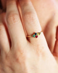 Four Stones Cluster Ring, Peridot Cluster Ring, Multi Gemstone Ring - Melt'm Jewelry