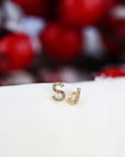 Diamond Initials Stud Earrings in 14k Gold (SINGLE or PAIR)